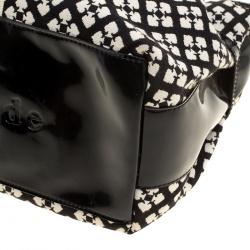 Pre Owned Kate Spade Black/White Canvas and Leather Stevie Satchel