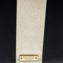 Pre Owned Kate Spade Black/Gold Leather Steal The Spotlight Square Gift Box Clutch