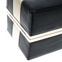 Pre Owned Kate Spade Black/Gold Leather Steal The Spotlight Square Gift Box Clutch