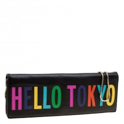 Pre Owned Kate Spade Black Leather Hello Tokyo Zena Clutch