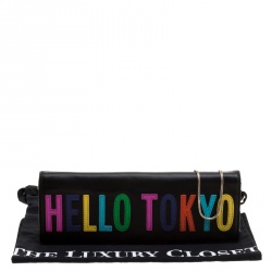Pre Owned Kate Spade Black Leather Hello Tokyo Zena Clutch