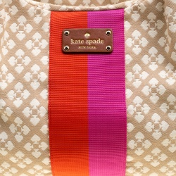 Pre Owned Kate Spade Beige/Brown Canvas and Leather Stevie Bag