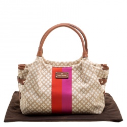 Pre Owned Kate Spade Beige/Brown Canvas and Leather Stevie Bag