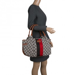 Pre Owned Kate Spade Brown Monochrome Printed Canvas and Leather Stevie Bag