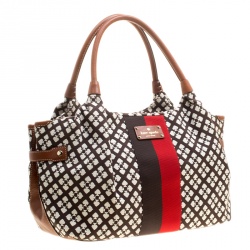 Pre Owned Kate Spade Brown Monochrome Printed Canvas and Leather Stevie Bag
