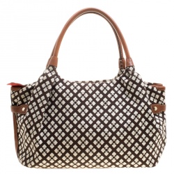 Pre Owned Kate Spade Brown Monochrome Printed Canvas and Leather Stevie Bag