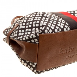 Pre Owned Kate Spade Brown Monochrome Printed Canvas and Leather Stevie Bag