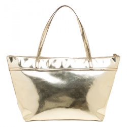Pre Owned Kate Spade Gold Mirrored Embossed Thermoplastic Tote