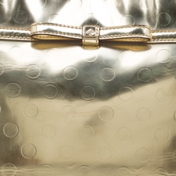 Pre Owned Kate Spade Gold Mirrored Embossed Thermoplastic Tote