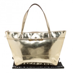 Pre Owned Kate Spade Gold Mirrored Embossed Thermoplastic Tote