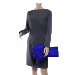 Pre Owned Kate Spade Blue Satin Evening Belles Gini Clutch