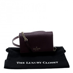Pre Owned Kate Spade Burgundy Leather Cedar Street Cami Crossbody Bag