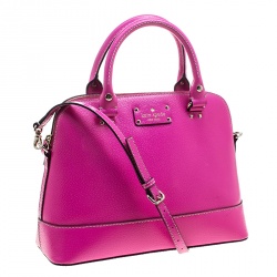 Pre Owned Kate Spade Pink Leather Wellesley Rachelle Satchel