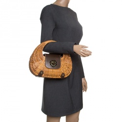 Pre Owned Kate Spade Beige Woven Rattan Hobo