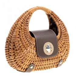 Pre Owned Kate Spade Beige Woven Rattan Hobo