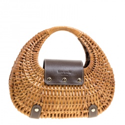 Pre Owned Kate Spade Beige Woven Rattan Hobo