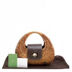 Pre Owned Kate Spade Beige Woven Rattan Hobo