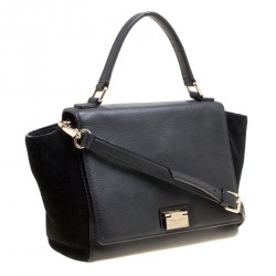 Pre Owned Kate Spade Black Leather and Suede Magnolia Park Top Handle Bag