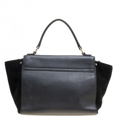 Pre Owned Kate Spade Black Leather and Suede Magnolia Park Top Handle Bag