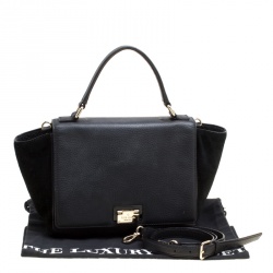 Pre Owned Kate Spade Black Leather and Suede Magnolia Park Top Handle Bag