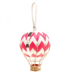 Pre Owned Kate Spade White/Fuchsia Leather Flights of Fancy Balloon Clutch