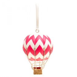 Pre Owned Kate Spade White/Fuchsia Leather Flights of Fancy Balloon Clutch