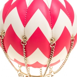 Pre Owned Kate Spade White/Fuchsia Leather Flights of Fancy Balloon Clutch