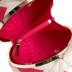 Pre Owned Kate Spade White/Fuchsia Leather Flights of Fancy Balloon Clutch