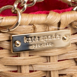 Pre Owned Kate Spade White/Fuchsia Leather Flights of Fancy Balloon Clutch