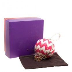 Pre Owned Kate Spade White/Fuchsia Leather Flights of Fancy Balloon Clutch
