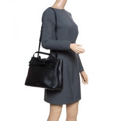 Pre Owned Kate Spade Black Leather Bow Top Handle Bag