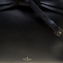 Pre Owned Kate Spade Black Leather Bow Top Handle Bag
