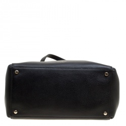 Pre Owned Kate Spade Black Leather Bow Top Handle Bag