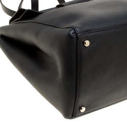 Pre Owned Kate Spade Black Leather Bow Top Handle Bag