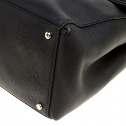 Pre Owned Kate Spade Black Leather Bow Top Handle Bag