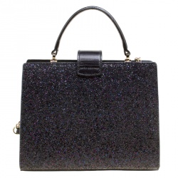 Pre Owned Kate Spade Black Glitter Sunset Lane Mini Kirin Top Handle Bag