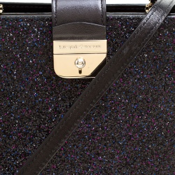 Pre Owned Kate Spade Black Glitter Sunset Lane Mini Kirin Top Handle Bag