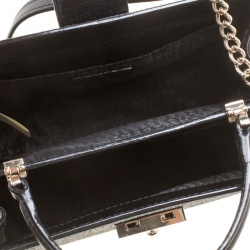 Pre Owned Kate Spade Black Glitter Sunset Lane Mini Kirin Top Handle Bag