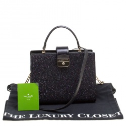 Pre Owned Kate Spade Black Glitter Sunset Lane Mini Kirin Top Handle Bag
