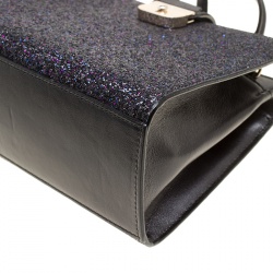 Pre Owned Kate Spade Black Glitter Sunset Lane Mini Kirin Top Handle Bag