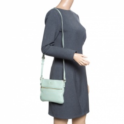 Pre Owned Kate Spade Mint Green Leather Crossbody Bag