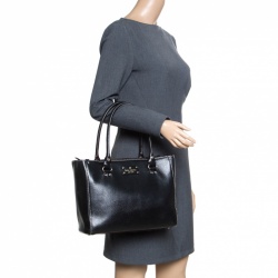 Pre Owned Kate Spade Black Leather Wellesley Quinn Tote