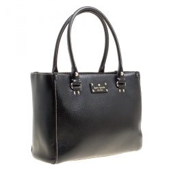 Pre Owned Kate Spade Black Leather Wellesley Quinn Tote