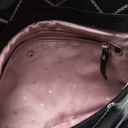 Pre Owned Kate Spade Black Leather W Contrast Stitch Shoulder Bag