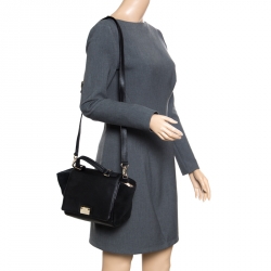 Kate Spade Black Leather and Suede Magnolia Park Top Handle Bag