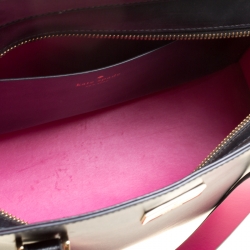 Pre Owned Kate spade Black/Pink Leather Top Handle Bag