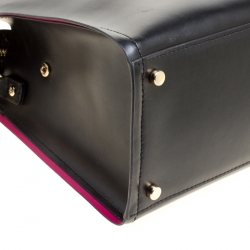 Pre Owned Kate spade Black/Pink Leather Top Handle Bag