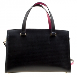 Pre Owned Kate spade Black/Pink Leather Top Handle Bag