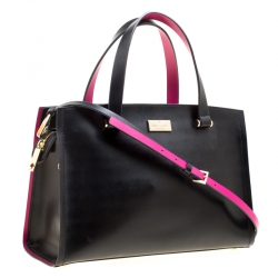 Pre Owned Kate spade Black/Pink Leather Top Handle Bag