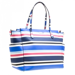 Pre Owned Kate Spade Multicolor Stripe Leather Grove Street Classic Shopper Tote